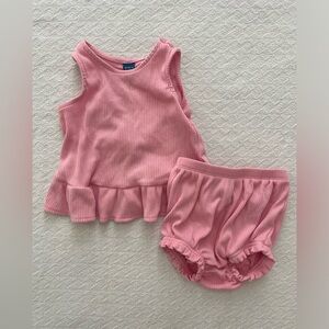 Old Navy Pink Ribbed Matching Sleeveless Set with Ruffled Back